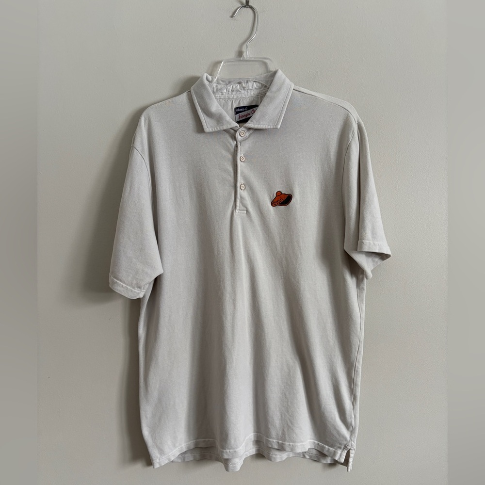 Johnnie-O Hangin Out Mens Shoreline Polo Size Large Embroidered Logo Off White